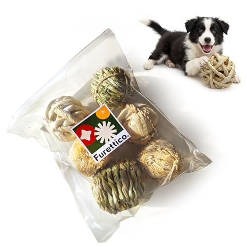 Natural Dog Chew Toys, 6pcs Woven Grass Chew Balls for Dogs, Dental Teething Toys & Interactive Fetch Toys, Outdoor Rattan Digestible Chew Ball for Boredom Relief and Teeth Cleaning - color: 6Kinds