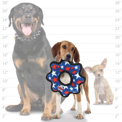 TUFFY® Gear Ring Medium Ultra Durable Plush Dog Toy - color: Blue Medium Gear Ring
