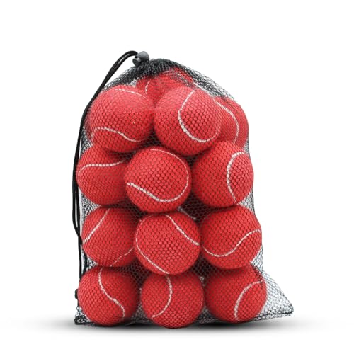 SHYUJAJIE Tennis Ball,20 Pack Practice Balls Bulk,Dog Balls with Mesh Bag - color: Red