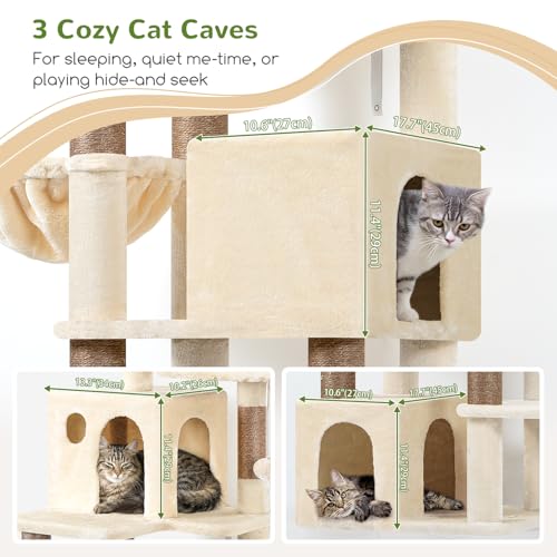 Globlazer F71 Cat Tree Tall, 71in Cat Tower for Indoor Cats, Beige - color: Beige