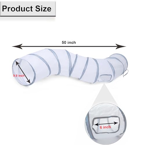 Cat Tunnel, Cat Tunnels for Indoor Cats, S-Shape Foldable Cats Cave - color: S - 2 Way White Gray