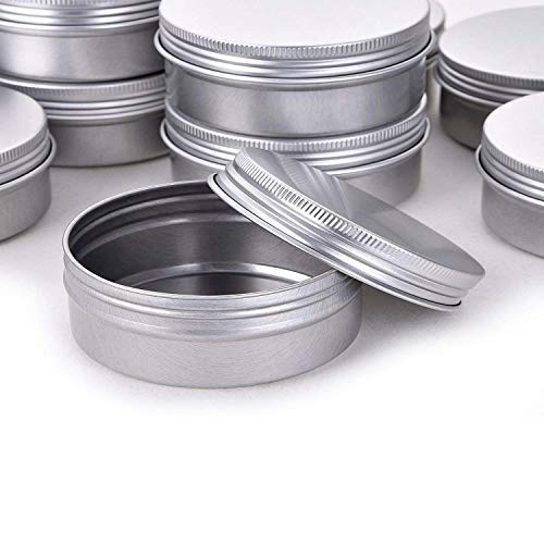 0.5 Ounce Aluminum Tin Jar Refillable Containers Screw Lid, Silver, 24 Pack - size: 0.5 Ounce (24 Count)