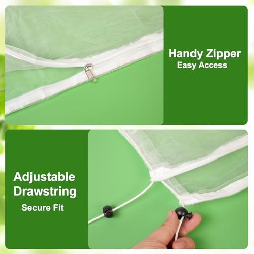 Jevrench 2-Pack 4 x 6 ft Garden Netting Bags with Zipper and Drawstring - size: 4 x 6ft – 2 Pack