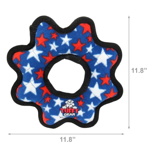 TUFFY® 2 Pack Blue Star Gear Ring Ultra Durable Plush Dog Toys - color: 2PK Multi-color Star Gear Ring