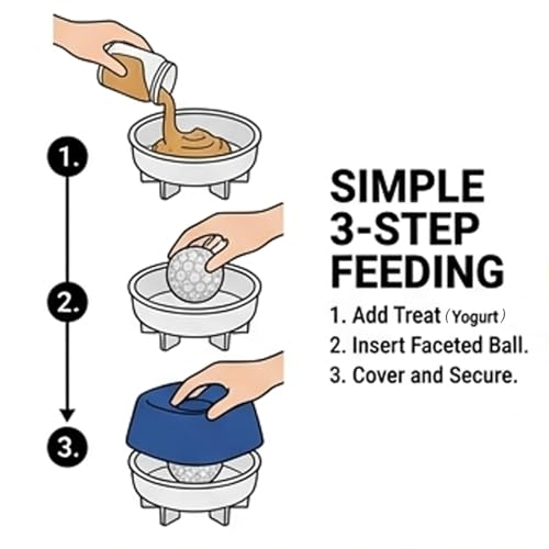 Slow Feeder Dog Bowl for Liquid & Wet Food with Rolling Ball - color: Black+Orange Ball