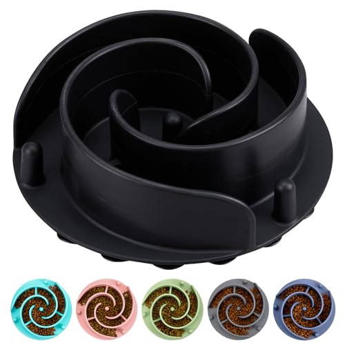 Slow Feeder Dog Bowls Insert, Bestalk Soft Silicone Slow Eating Feeder Insert with Suction Cups for Small, Medium and Large Dogs, Fit into Basic and Elevated Dog Bowls, Black - color: Black, size: L