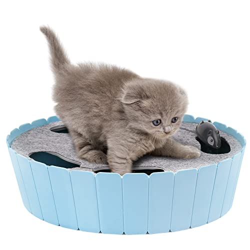 Pawaboo Interactive Cat Toy with Running Mouse, Automatic Track Kitten Toy - color: C-Blue