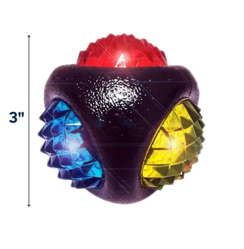 Dog Dental Lighted Translucent Rubber Diamond Balls 3 inch Small to Medium Canines (Black) - color: Black