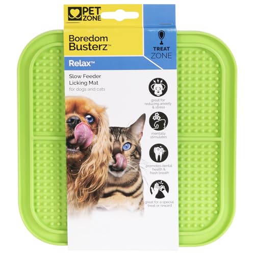 Pet Zone Boredom Busterz Relax Slow Feeder Licking Mat, Dogs, Cats, Green