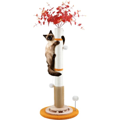 Cat Scratching Post,45'' Tall Scratcher Tree Toys for Indoor Large Cats - color: yellow-45inch