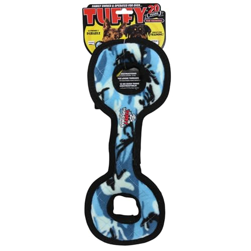 TUFFY® : TugOWar Dog Toy: Ultra Durable Plush Toy with Multiple Layers & Reinforced Seams, Washable and Floats, Original Construction - color: Blue Camo TugOWar