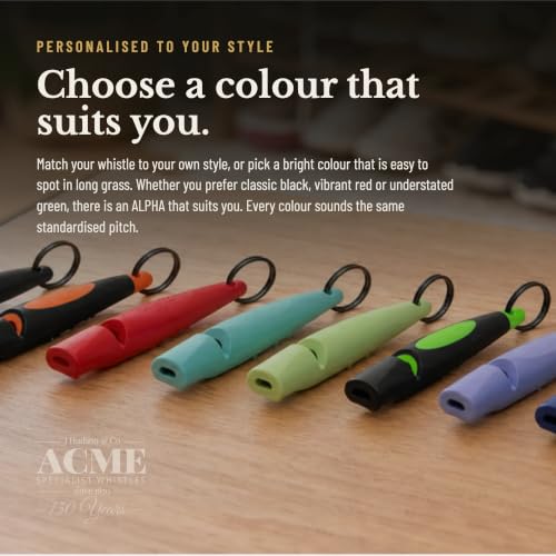 ACME Alpha 210.5 Professional Dog Training Whistle with Enhanced Ergonomic Grip. BPA-Free Plastic. 110 dBA. Standardized Frequency for Smaller Dogs. Weatherproof. Made in the UK (Turquoise) - color: Turquoise