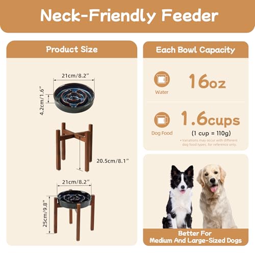 Havniva Raised Slow Feeder Dog Bowls, Elevated Dog Bowls Slow Feeder - color: 1 x Starry Sky + Stand - A, size: L- 8.2inch / 1.6 Cups