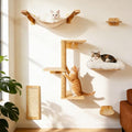 6 in 1 Cat Wall Shelves Climbing System with Sisal Scratching Perch - color: White