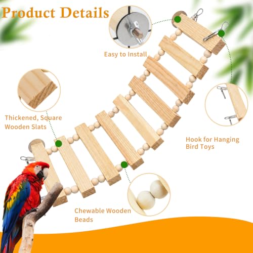 Bird Square Wooden Ladder Perch for Cage Parrot Climbing Toy