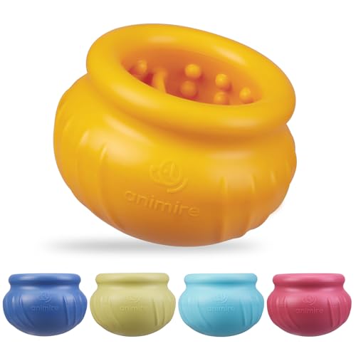 Wobbly Dog Enrichment Lick Toy, Stuffable Frozen Lick Bowl to Keep Dogs Busy, Long-Lasting Interactive Treat Dispensing Dog Toy, Silicone Fetch Catch Chew Toy(Orange,L) - color: Orange, size: L