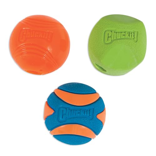 Chuckit Gen 1 Fetch Pack Dog Balls - Interactive Dog Toys, High-Bounce Fetch Ball, Floating Ultra and Rugged Balls, Durable - Size Medium, 2.5-inch Diameter, Set of 3 - size: Medium (2.5"), style: Fetch Pack 3