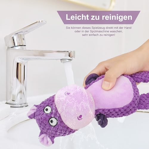 Dog Toys, Dog Squeaker Toys with Crinkle Paper (Purple Hippo) - color: Purple Hippo