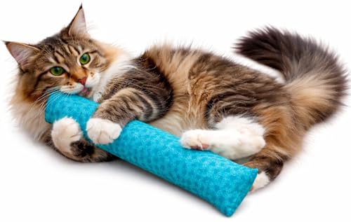Catnip Kicker Toy for Indoor Cats – 15" Large Cat Kick Stick, 1 oz Potent Canadian Catnip, Durable Plush Cat Wrestling Toy, Turquoise - color: Turquoise