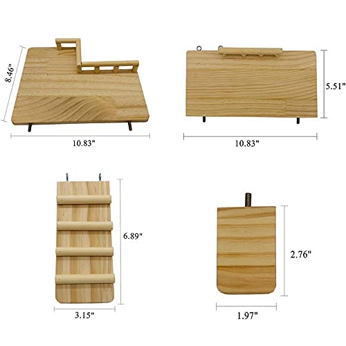 Wooden Platform with Ladder, Pet Activity Structure, Bird, Chinchilla, Guinea Pig, Hamster, Rat Cage Accessories