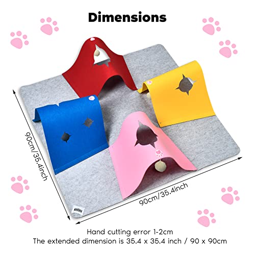 4-Way Cat Tunnels for Indoor Cats, Interactive Toys with Plush Ball - color: Multi-Color with Plush Ball