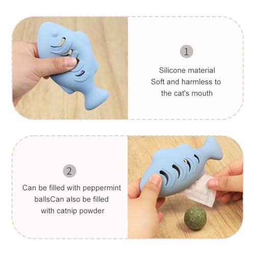 Cat Toys for Indoor Cats Interactive Cat Toy Food Dispenser Feeder Treat Dispensing Can be Stuffed with Cat Treats, Catnip (Blue) - color: blue