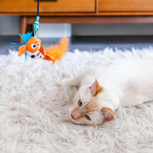 Mad Cat Playing Koi Retractable Feather Wand Cat Toy with Telescopic Handle - style: Playing Koi