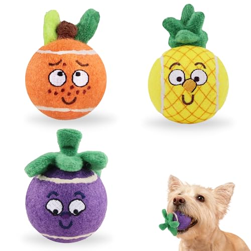 Gigwi Squeaky Tennis Balls for Dogs, 3 Pack Fruit Dog Ball for Small Dogs - color: Fruit Balls 2.2 Inches 3 Pack