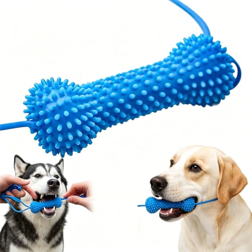 Dog Dental Chew Toy, Dual-Action Canine Dental Prop Mouth Opener with Adjustable Strap, PVC Bite & Brush Teeth Cleaning Toy for Small Medium Large Dog