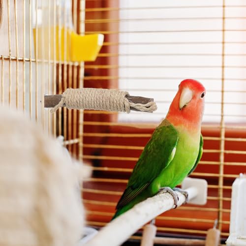 Angoily Bird Perch Set, 5pcs Natural Wood Cage Perches with Rope