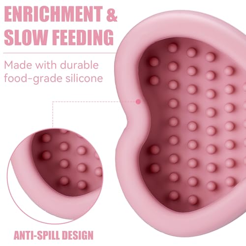 Lick Mat for Dogs, Animire Anti-Spilled Bow Tie Lick Bowls for Anxiety Relief, Silicone Slow Feeder Licking Pad with Suction Cups, Freezeable Dog Enrichment Toy for Boredom and Distraction(Pink,L) - color: A-Pink, size: L