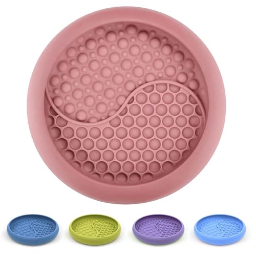 Dog Lick Bowl, Non-Slip Lick Mat Slow Feeder for Dogs & Cats - color: Pink, size: Large