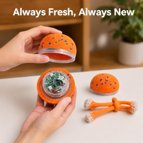 Smart Interactive Dog Ball, Automatic Rolling with LED Glow, E-TPU Dog Ball, Toy for Dog - color: Orange