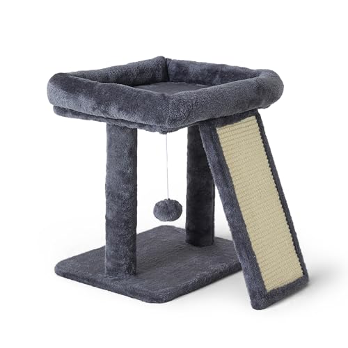 17.1-inch Small Cat Tree Tower with Scratching Post for Indoor Cats,Grey