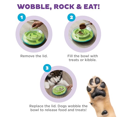 Outward Hound by Nina Ottosson Wobble Bowl Slow Feeder Dog Puzzle, Level 1 Beginner, 11.6 inches x 3.5 inches, Multicolored