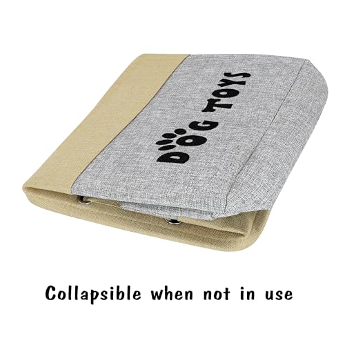 PET ARTIST Dog Toy Basket, Large Collapsible, Gray, L:15"x13"x12" - color: Gray, size: L:15"x13"x12"