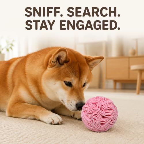 Snuffle Ball for Dogs, Slow Feeder Mental Enrichment Toy, Cute Interactive Puzzle Game for Anxiety Relief & Indoor Fun, Pet Search Game for Small Medium Dogs, Machine Washable - color: Light Red, size: Small