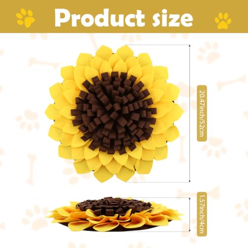 Sunflower Snuffle Mat for Dogs, 20” Washable Dog Puzzle Feed Mat - color: Sunflower