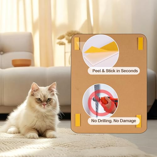 Ownpets Wall Mounted Cat Scratcher with Adhesive Strips, Cute Design, Red - color: Red-3pack