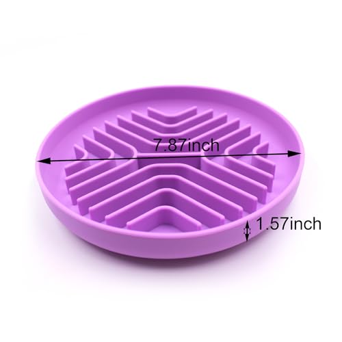 Slow Feeder Bowls for Dogs and Cats, 7.9inch Slow Down Bowl with Suction Cups, Puzzle Pet Bowls Non-Slip Design Dishwasher Microwave Safe 2PCS (Purple+Beige) - color: Purple+Beige
