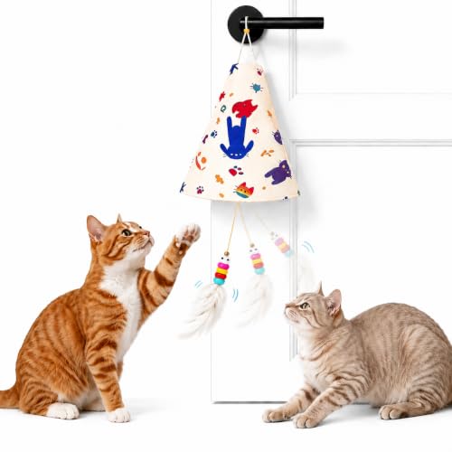 Interactive Cat Toys for Indoor Cats, Automatic Hanging Cat Hunting Toy - color: yellow