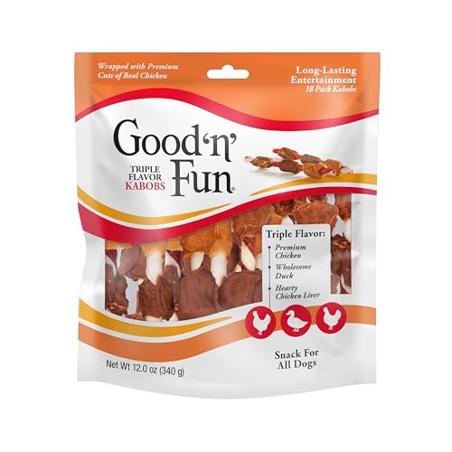 Good 'n' Fun Kabobs Long-Lasting Dog Treat Made With Real Protein, 18 Count - size: 12 Ounce (Pack of 1)