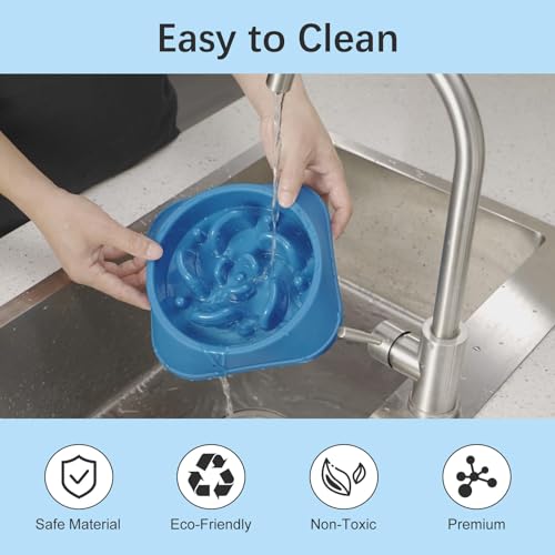 MateeyLife 2-Pack Slow Feeder Dog Bowls, 2 Cups, Dog Puzzle Feeder Bowl - color: C-Purple&DarkBlue, size: Medium