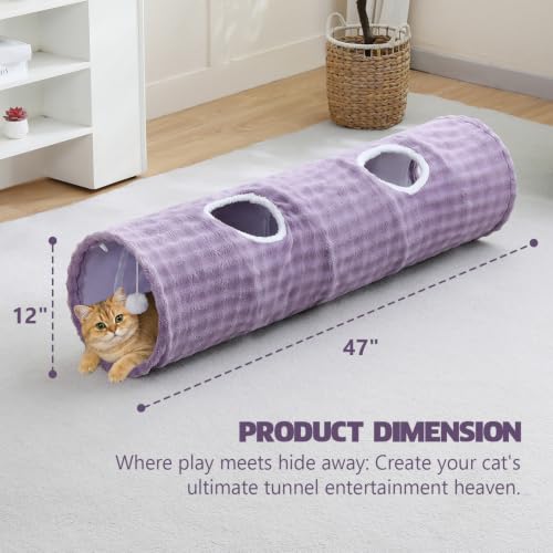 Straight Bubble Cat Tunnel for Indoor Cats 47"x12", Dusty Purple - color: Dusty Purple, size: Straight