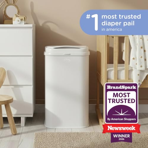 Ubbi Stainless Steel Venti Diaper Pail, No Special Bag, Odor-Locking, White - color: Venti White