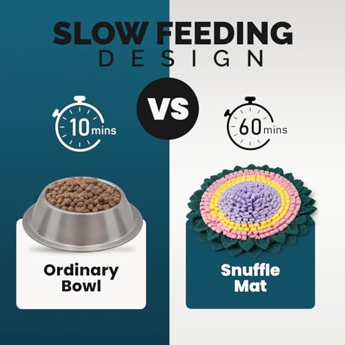 PET ARENA Interactive Dog Snuffle Feeding Mat Adjustable Nose Work Toy - color: Large Round Colorful Flower design