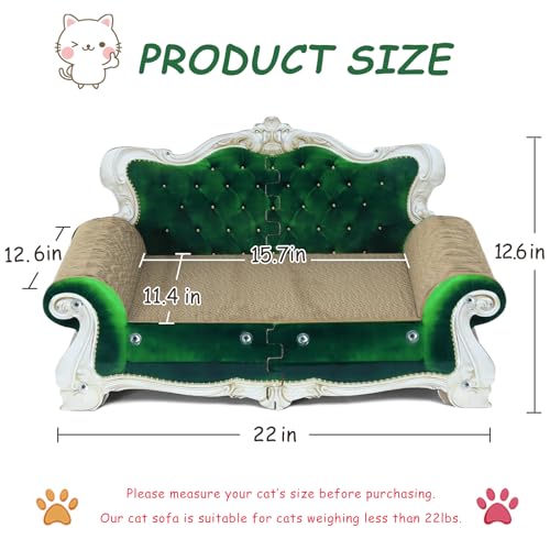 Luxury Cardboard Cat Scratcher Sofa Bed, Couch Shaped Cat Scratching Board, Cat Scratch Lounge with Catnip, Cat Scratcher for Indoor Cats (Green Crown) - color: Green Crown