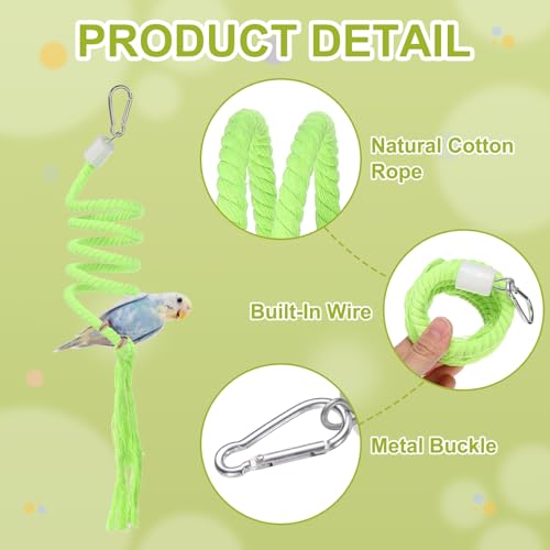 Bird Rope Perch Swing, Spiral Rope Perch Standing Pole Accessory Climbing Swing Paw Grinding 59 Inch, (Green) Intended for Parrot/Parakeet/Budgies/Cockatiels/Lovebirds - color: Green, size: 59 Inch