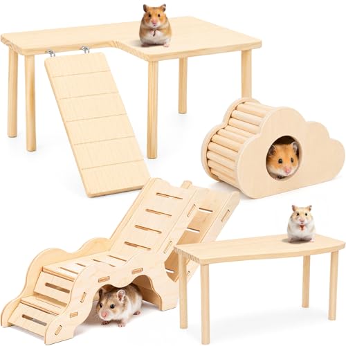 BreezeHug 4 Pcs Hamster Cage Accessories Hamster Platform Toy, L-Shaped - style: L-shaped