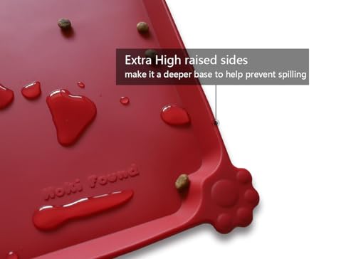 Hoki Found X-Large Silicone Non Slip Pet Feeding Mats - Waterproof Dog Cat Food Mats for Carpet - Classic Red - color: Classic Red, size: 28"L x 20"W